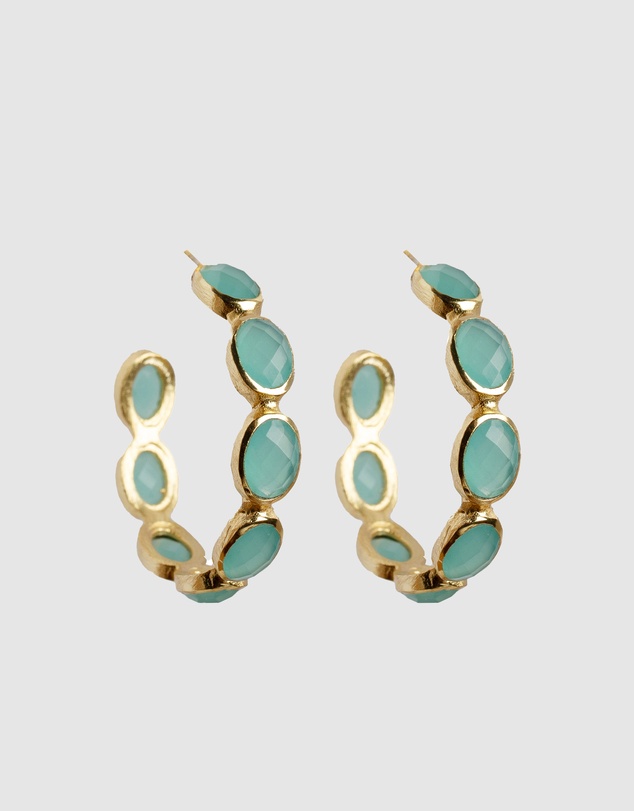 Meshca - Lago Aqua Chalcedony Hoop Earrings