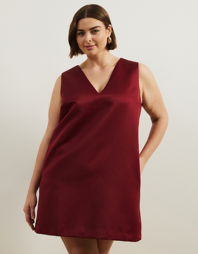 Atmos&Here Curvy - Poppy Structured Satin Mini Dress