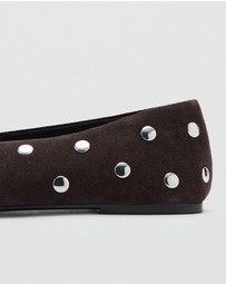 M.N.G - Suede Studded Ballet Flats