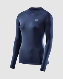 SKINS - SKINS Compression Women's Series-2 Activewear Long Sleeve Top Navy Blue