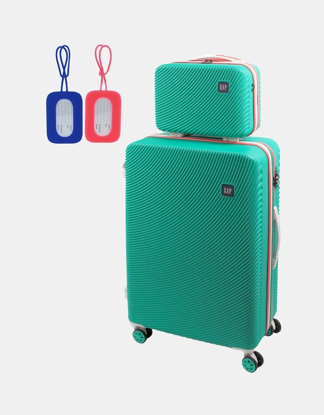 GAP - GAP Stripe Large Hard Shell with Mini Beauty Case Set + Leather Tag