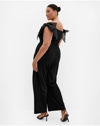 City Chic - Plus size Macie Bow Detail Jumpsuit - black