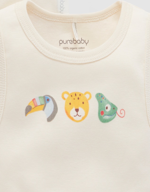 Purebaby - 2 Pack Short Sleeve Ribbed Bodysuit -Babies