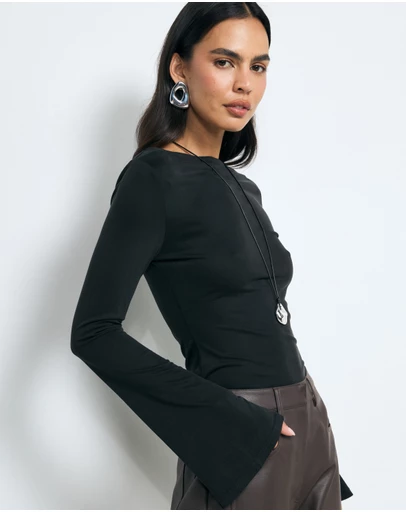 AERE - Marina Cupro Flared Sleeve Top