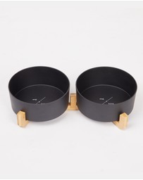 Mog & Bone - Double Bamboo Dog Bowl Black