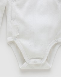 Purebaby - Ess Pointelle LS Wrap Bodysuit-Babies
