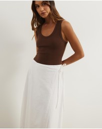 Atmos&Here - Hero Linen Blend Wrap Midi Skirt