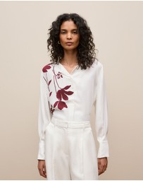 Trenery - Wren Placement Floral Print Blouse in White
