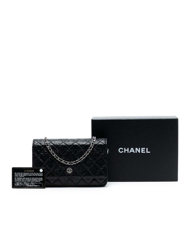 Pre-Loved by Azura Reborn - Pre-Loved CC Quilted Crinkled Patent Wallet On Chain