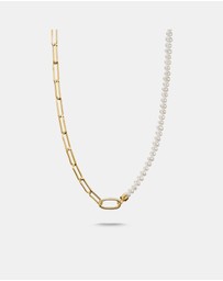 THOMAS SABO - THOMAS SABO Connect Charm Necklace Paperclip with Pearls Gold