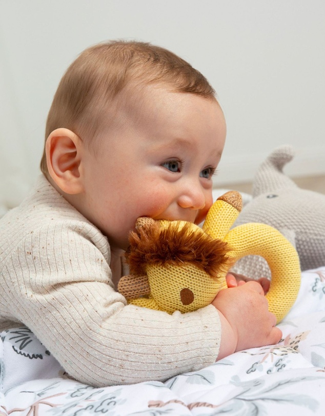 Living Textiles - Knitted Ring Rattle - Noah the Giraffe