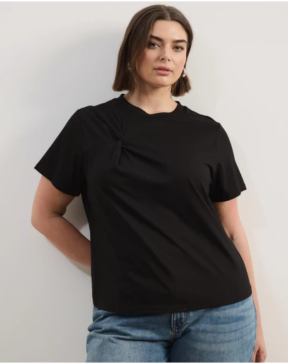 Atmos&Here Curvy - Lorrie Twist Shoulder T-Shirt