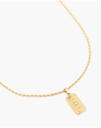 Lovisa - Waterproof Gold Plated Stainless Steel Cubic Zirconia Celestial Etched Tab Necklace