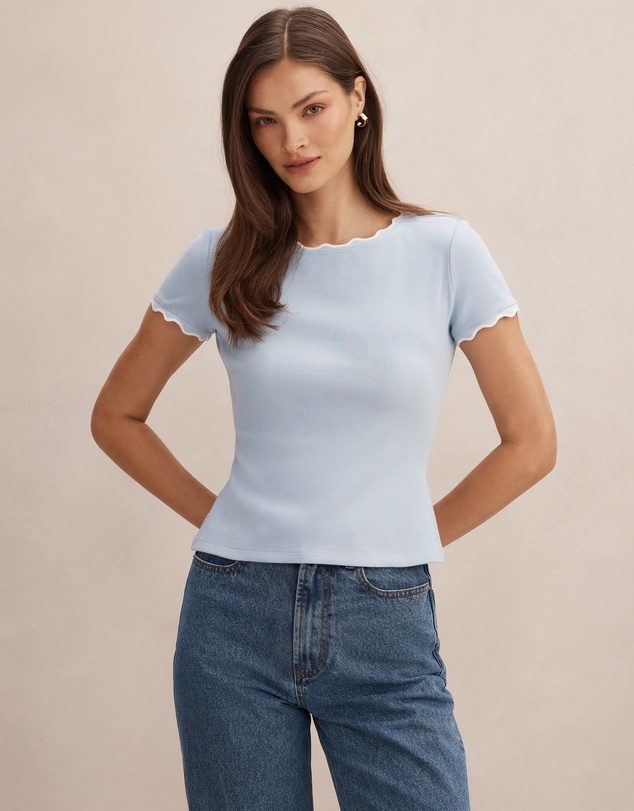Forever New - Rebecca Scallop Neck Trim T-shirt