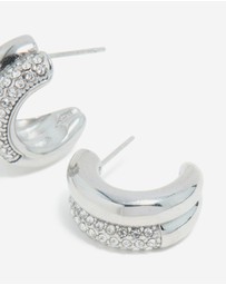 Lovisa - Waterproof Stainless Steel Cubic Zirconia Pave Illusion Hoop Earrings