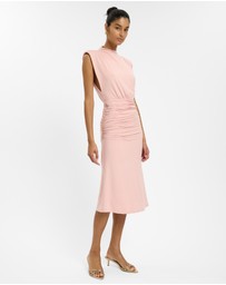 With Harper Lu - Structured Shoulder Midi Dress