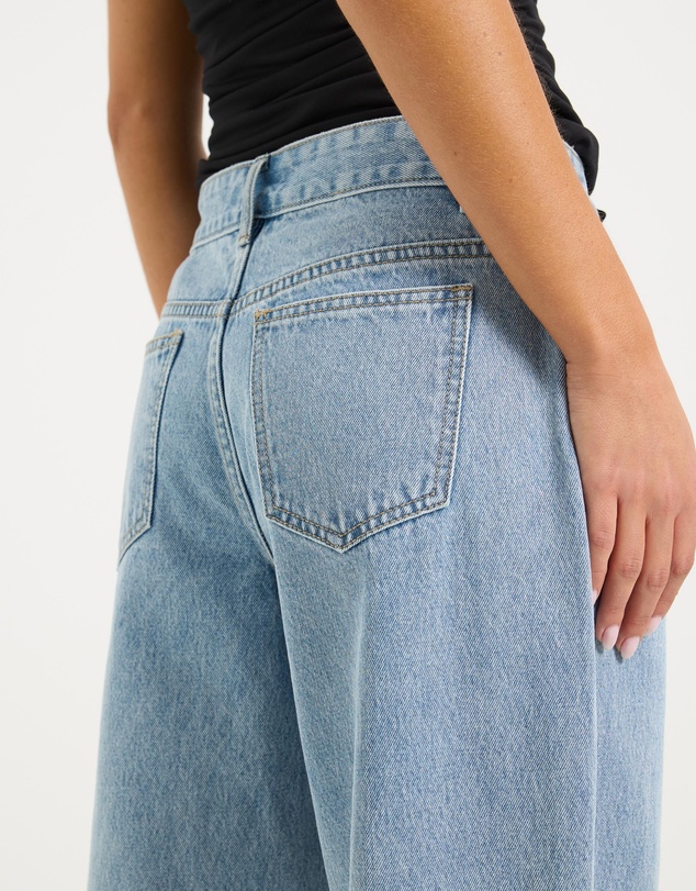 Calli - Rue Crossover Waist Band Mid Rise Wide Leg Jeans