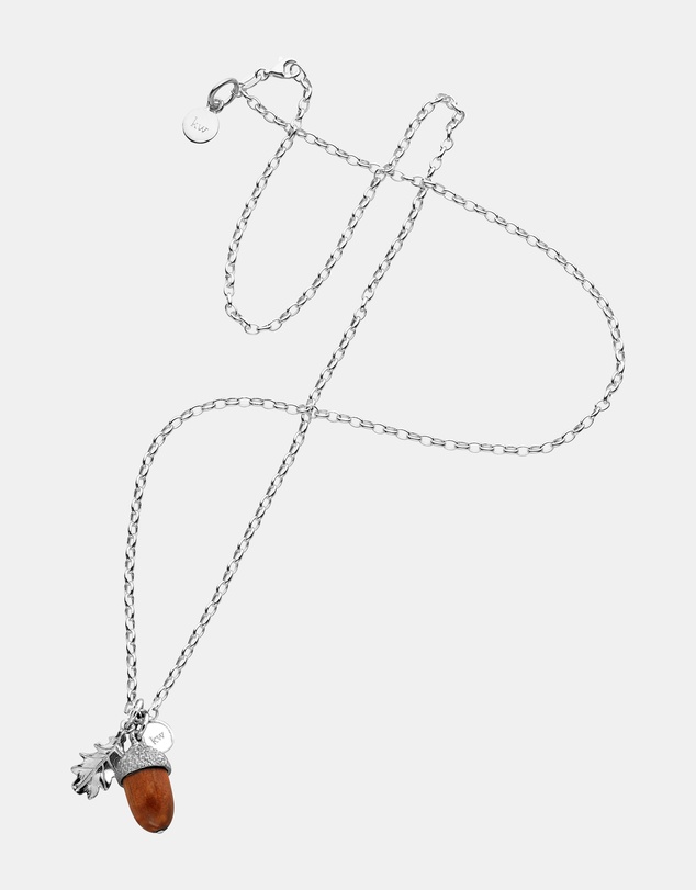 Karen Walker - Acorn & Leaf Pendant with Wooden Acorn