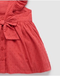 Purebaby - Red Embroidered Dress -Kids-Babies