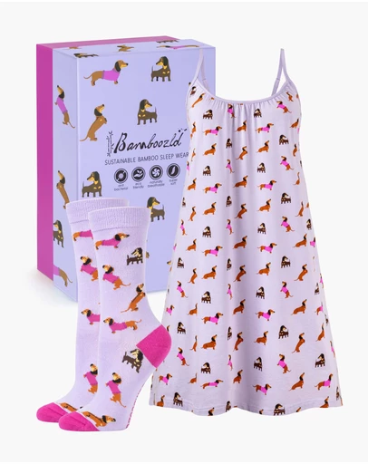 Bamboozld - Women's Bamboo Jersey Dash Dreaming Nightie & Sock Gift Set