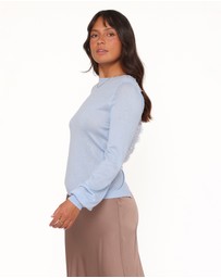 Petal & Pup - Tillie Lace Trim Cardigan - Pale Blue