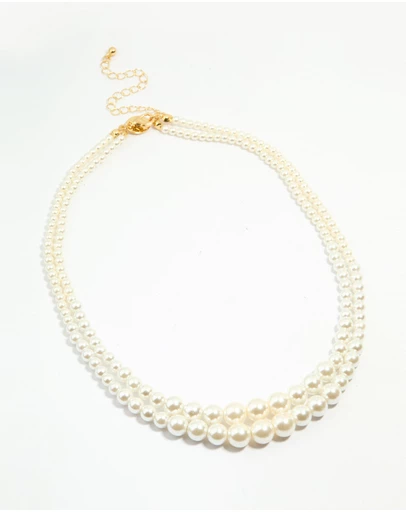 Lovisa - Gold Plated Pearl Layered Choker Necklace