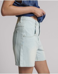 ONE TEASPOON - Kinks Mid Waist Long Length Denim Shorts - Le Surf