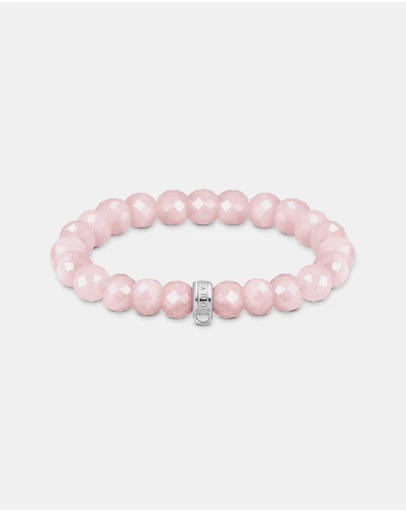 THOMAS SABO - THOMAS SABO Charm bracelet with rose quartz beads oval