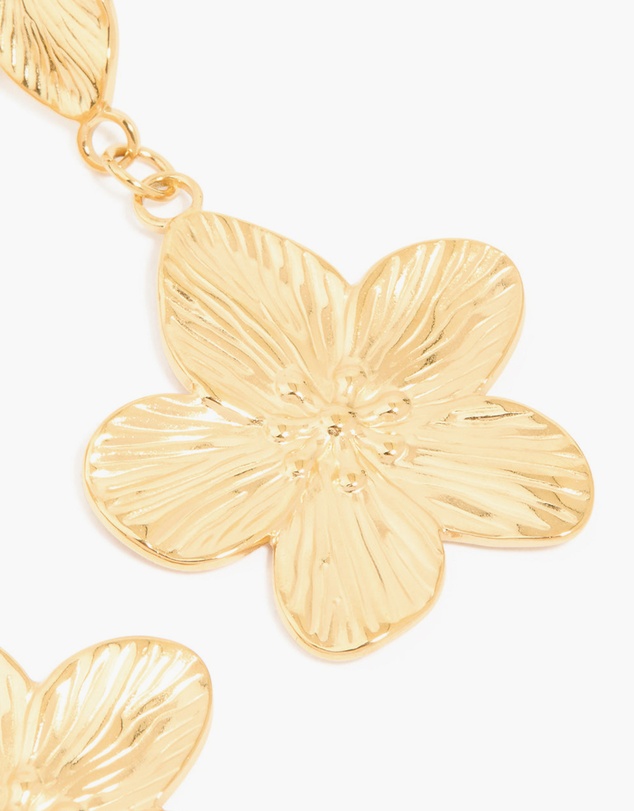 Lovisa - Waterproof Gold Plated Stainless Steel Flower Pearl Drop Earrings
