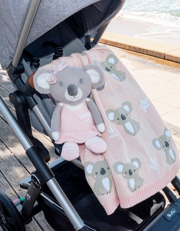 Living Textiles - Australiana Jacquard Blanket - Koala/Blush