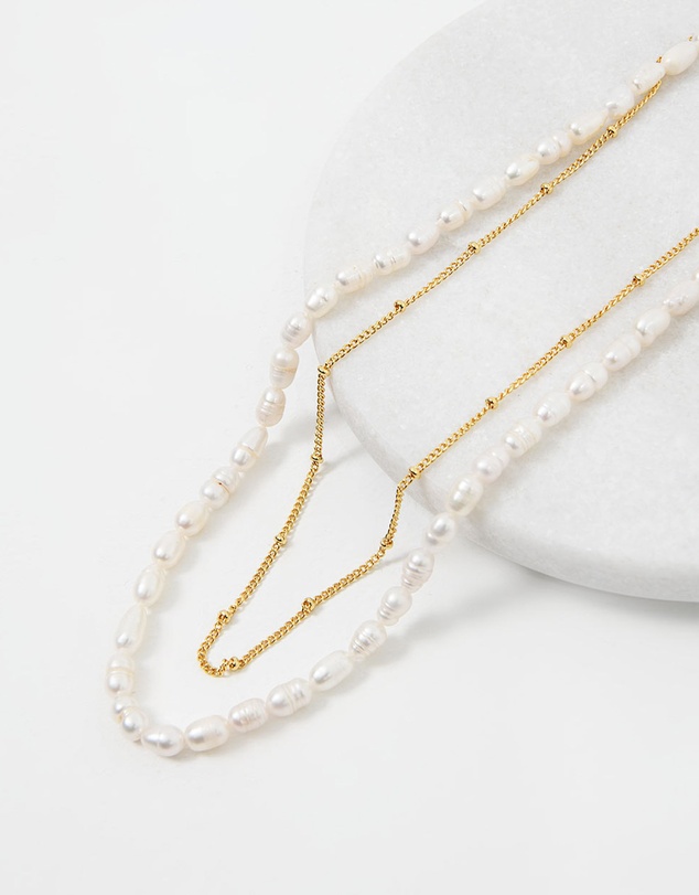 Forcast - Nyra 16k Gold Plated 2pc Necklace Set