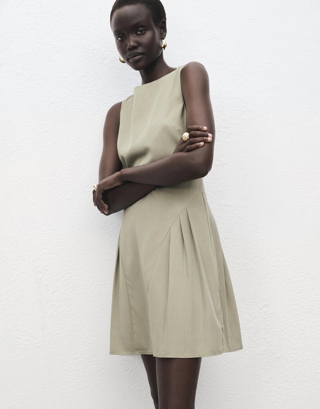 M.N.G - Boat-Neck Dress With Pleats