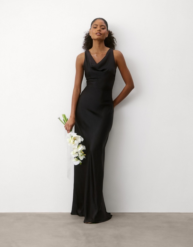 Six Stories - Cowl Front Satin Bridesmaid Dress