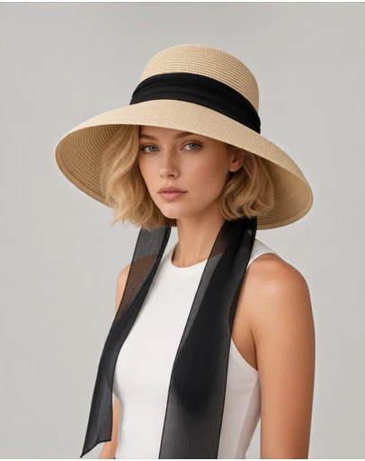 Mossée - Audrey Black Ribbon Sun Hat