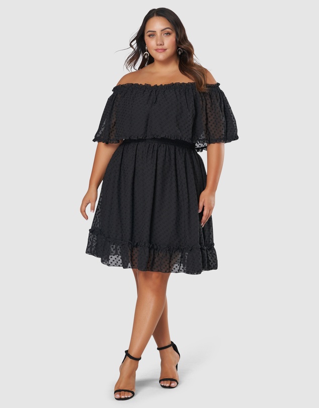 Pink Dusk by Curve Project - Sensual Off Shoulder Midi Dress