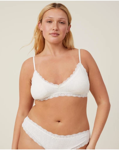 Cotton On Body - Organic Cotton Lace Triangle Padded Bralette
