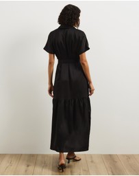 Atmos&Here - Margot Satin Short Sleeve Midi Dress
