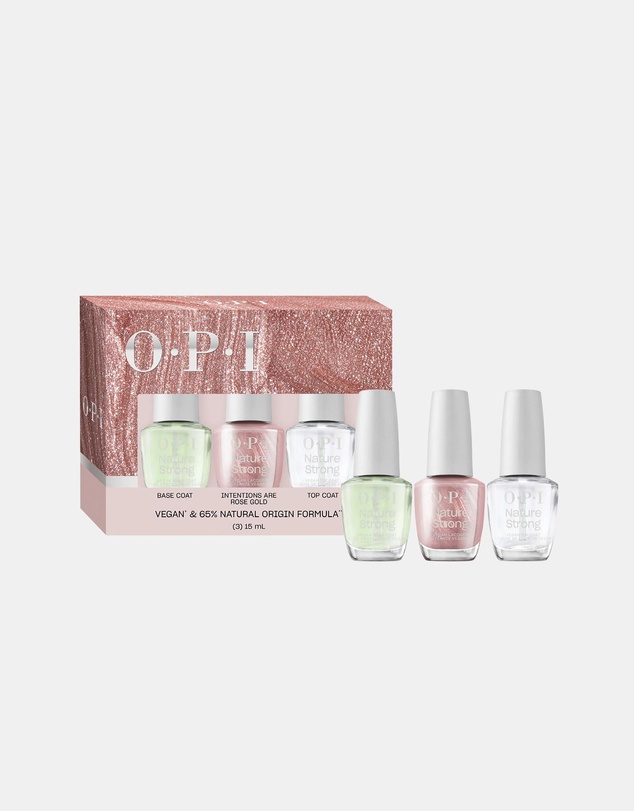 O.P.I - Nature Strong Routine 3PC Gift Set - Base Coat, Intentions are Rose Gold, Top Coat