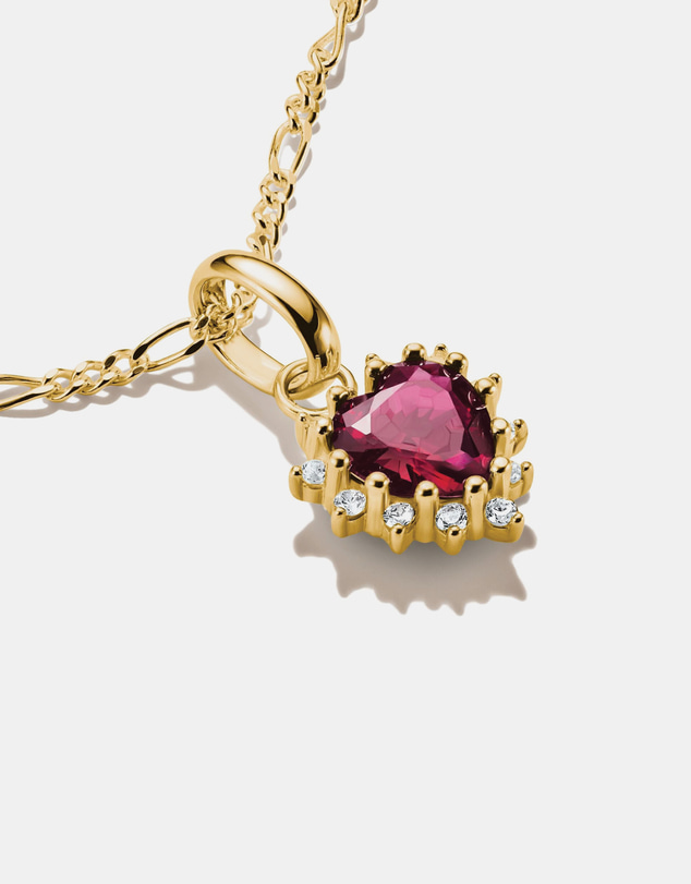 THOMAS SABO - Gold-Plated Heart Charm with Lab-Grown Ruby and White Zirconia