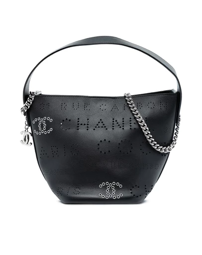 Pre-Loved by Azura Reborn - Pre-Loved Small Perforated Calfskin Logo Eyelet Bucket Bag