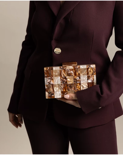 Morgan & Taylor - Harper Acrylic Clutch in Brown