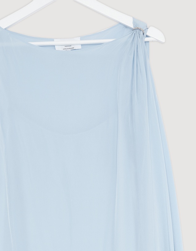 Revibe - Repaired Minima Esenciales Hallie Sheer Viscose Draped Maxi Dress - AU 14