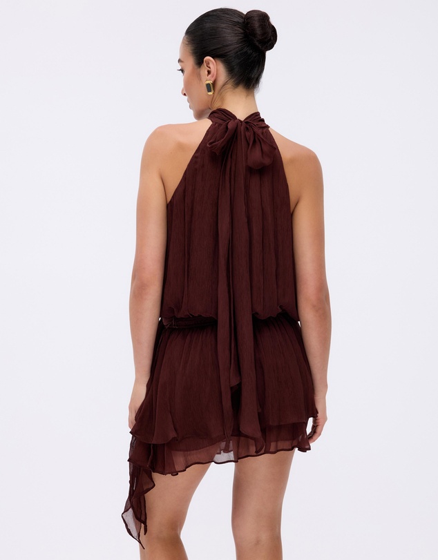 Minima Esenciales - Abbie High Neck Drop Waist Mini Dress