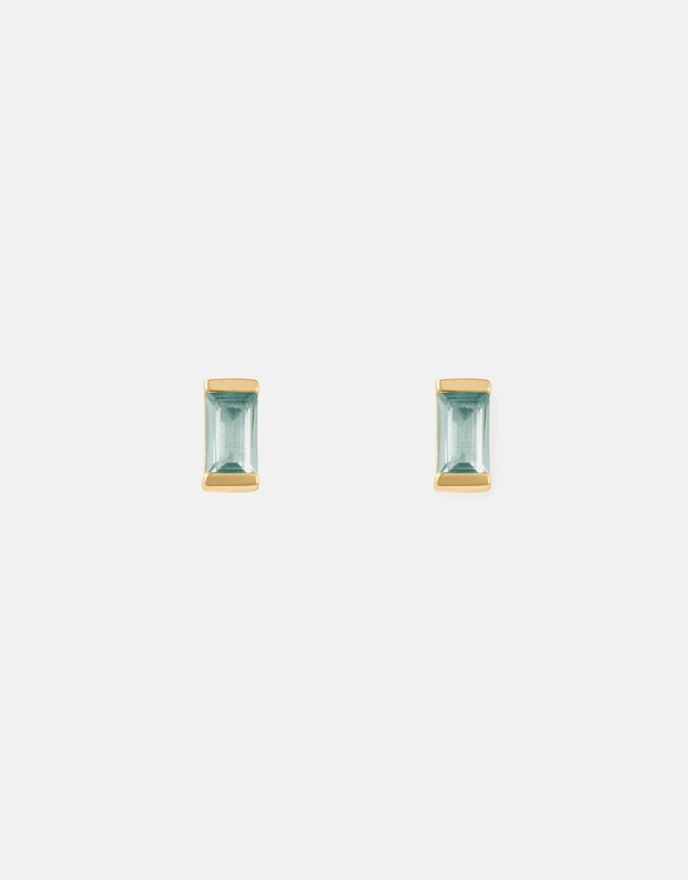 Kirstin Ash - Baguette Birthstone Studs March - Swiss Blue Topaz