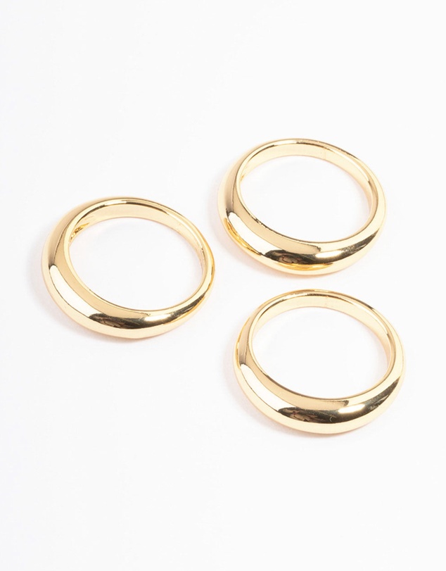 Lovisa - Gold Plated Medium Dome Ring Pack