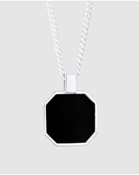 Kuzzoi - ICONIC EXCLUSIVE - Necklace Male Square Enamel Armoured Chain 925 Sterling Silver