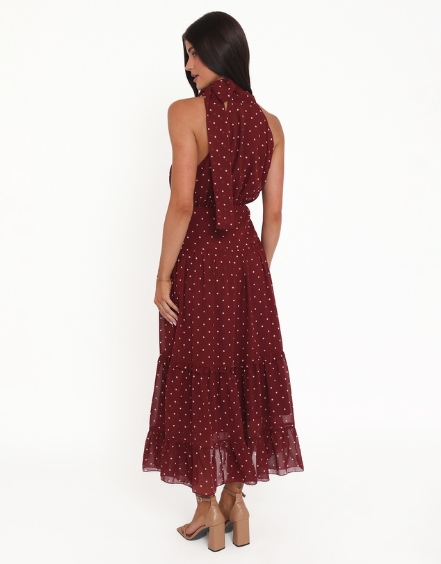 Petal & Pup - Leona Halterneck Maxi Dress - Red Polka Dot