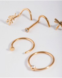 Lovisa - Surgical Steel Diamante Animal Nose Ring 6-Pack