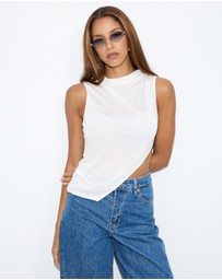 Dazie - Frankie Sheer High Neck Asymmetrical Top