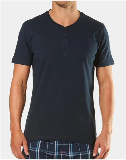 Mitch Dowd - Short Sleeve Henley Tee - Navy